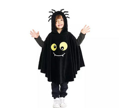 Black Spider Poncho Costume with Hood for Baby and Children