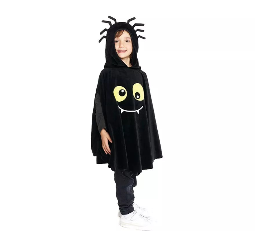 Translation missing: en.Disfraz o Poncho Spider negro con capucha para bebé y niños