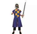 Disfraz o Sobrevesta Medieval azul a cuadros para niño