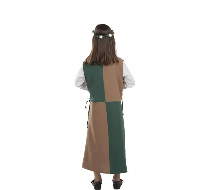 Translation missing: en.Disfraz o Túnica Marrón y Verde Medieval para niña
