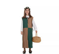 Disfraz o Túnica Marrón y Verde Medieval para niña