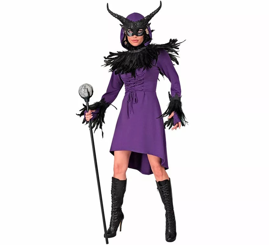 Translation missing: en.Disfraz o Vestido Medieval morado con Capucha para mujer