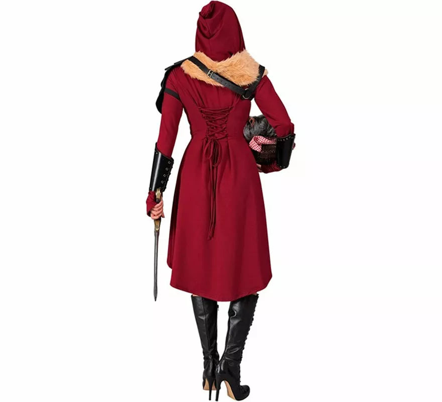 Translation missing: en.Disfraz o Vestido Medieval rojo con Capucha para mujer
