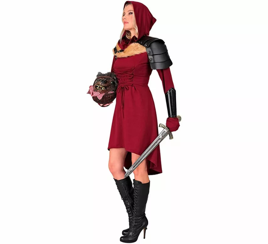 Translation missing: en.Disfraz o Vestido Medieval rojo con Capucha para mujer