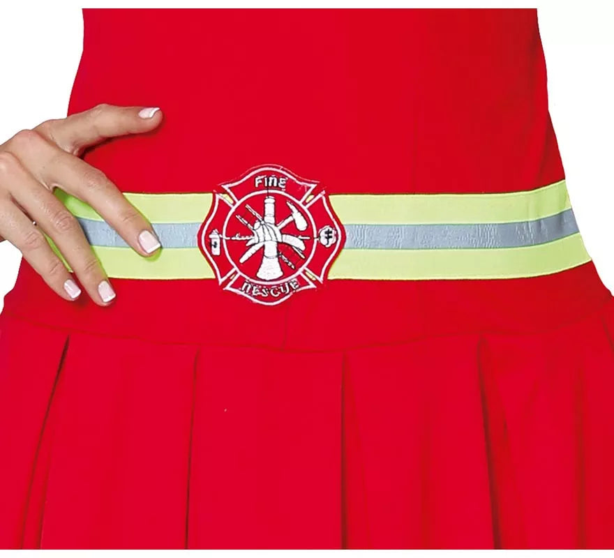 Translation missing: en.Disfraz para mujer de Bombera rojo con bandas reflectantes