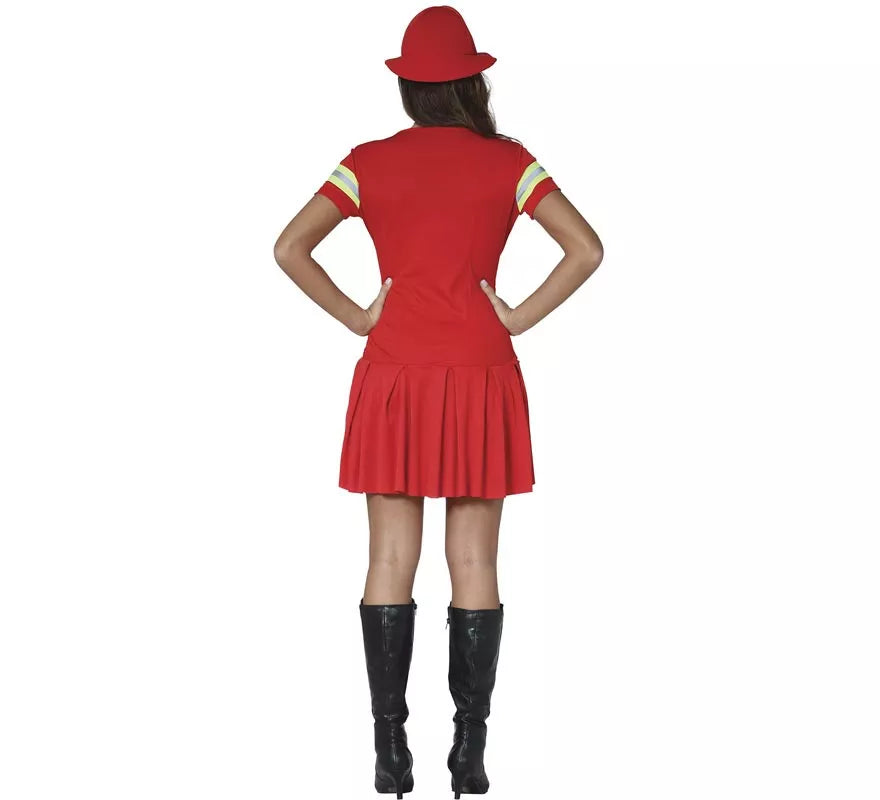 Translation missing: en.Disfraz para mujer de Bombera rojo con bandas reflectantes