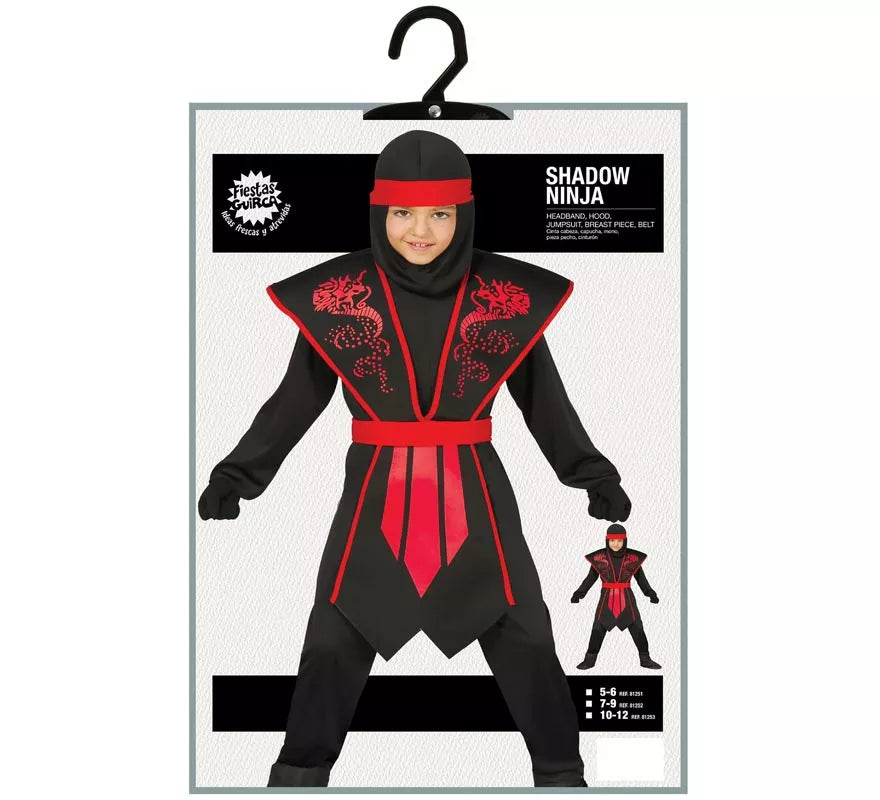 Disfraz Shadow Ninja Negro y Rojo para Niños