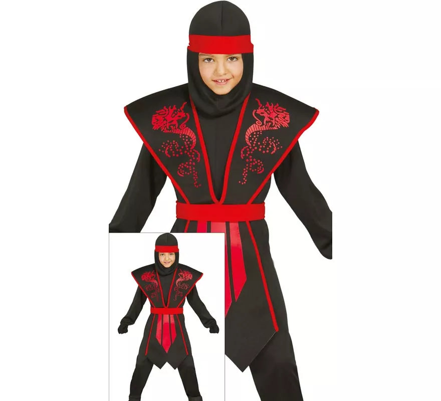 Disfraz Shadow Ninja Negro y Rojo para Niños