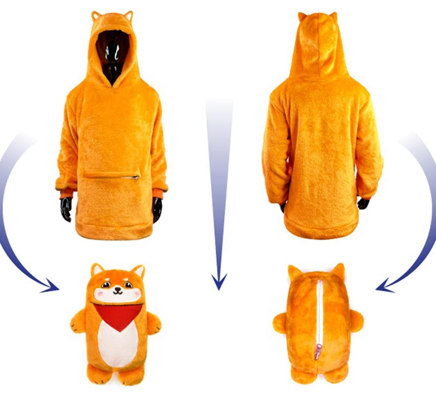 Translation missing: en.Disfraz Sudadera Peluche Aitor Akita naranja para adulto