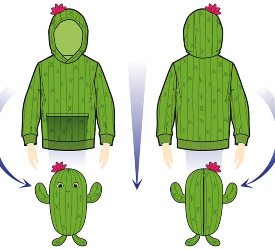 Translation missing: en.Disfraz Sudadera Peluche Carmen Cactus para adulto