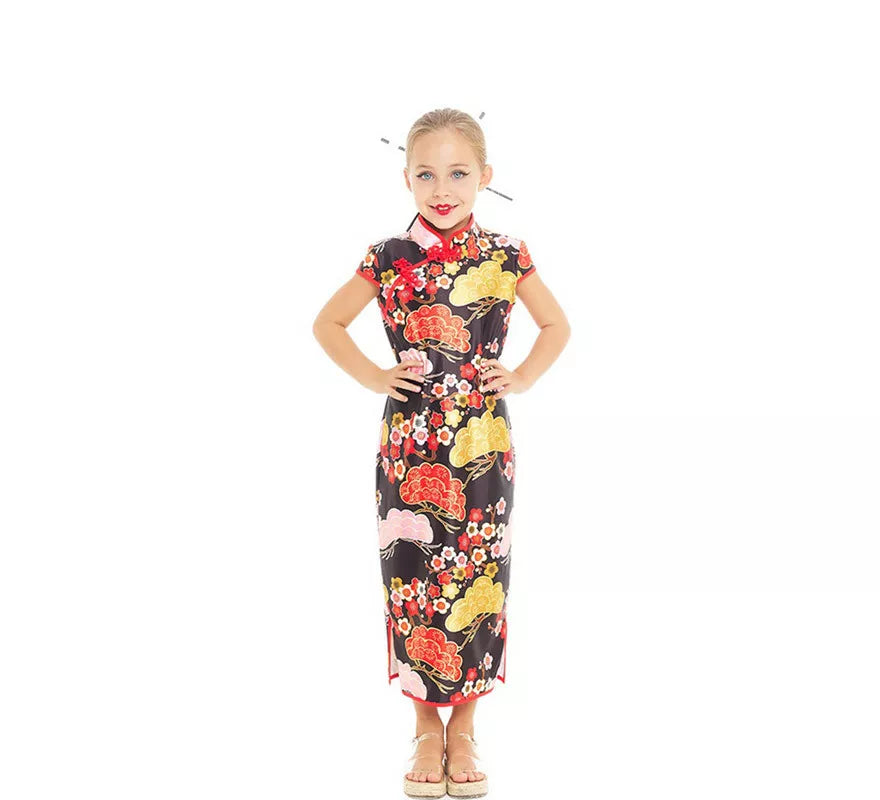 Disfraz Vestido Chino estilo Qipao Shangái Floral para niña