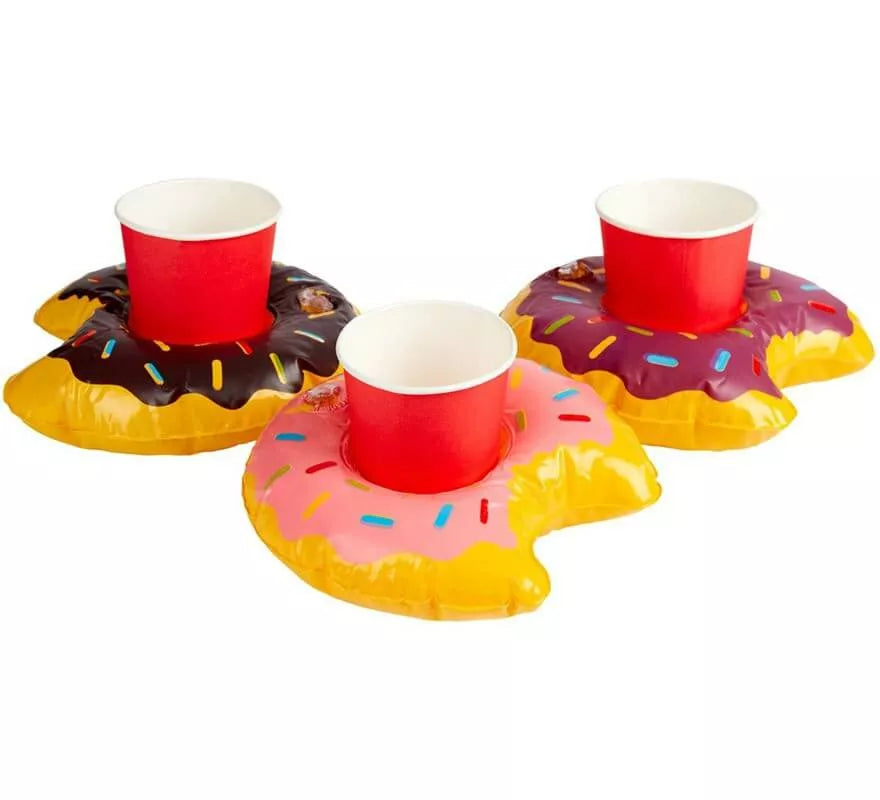 Translation missing: en.Donut inflabe porta bebidas en 3 colores surtidos de 20 cm