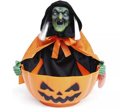 Animated Witch Candy Box with Light, Sound and Movement 28x28x30 cm