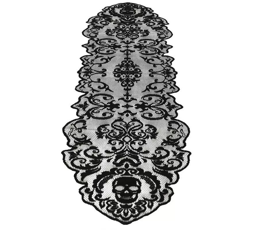 Encaje Calaveras para Mesa negro de 180x35 cm