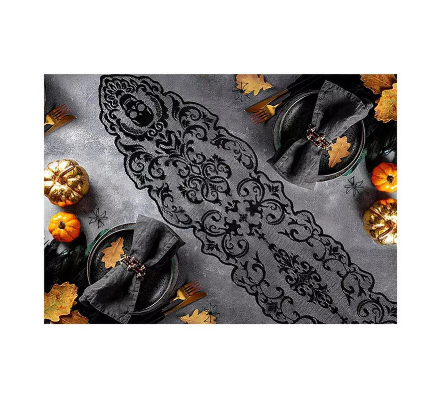 Translation missing: en.Encaje Calaveras para Mesa negro de 180x35 cm