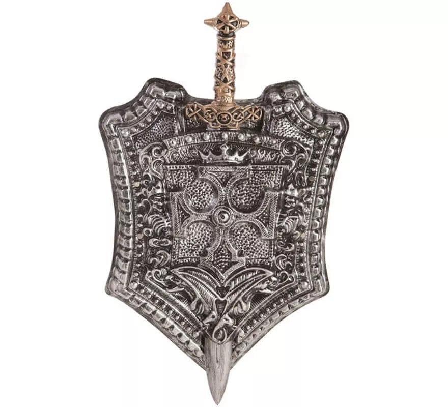 Escudo con Cruz y Espada Caballero Medieval de 38x60 cm