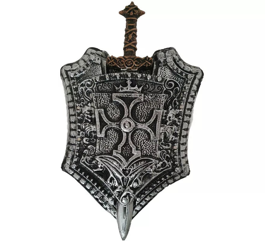 Escudo con Cruz y Espada Caballero Medieval de 38x60 cm