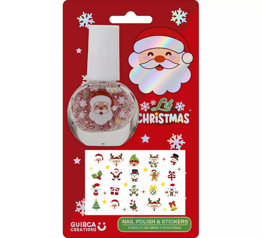 Translation missing: en.Esmalte de Uñas con Purpurina y Pegatinas Navideñas