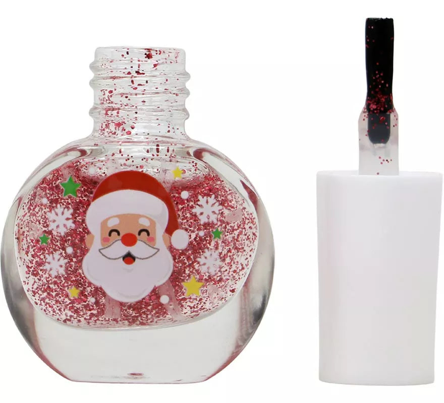 Esmalte de Uñas con Purpurina y Pegatinas Navideñas