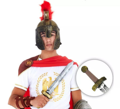Espada Medieval plateada efecto envejecido de juguete de 50 cm