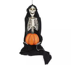 Skeleton with Pumpkin Light and Sound 110 cm