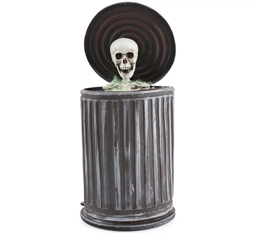 Esqueleto en Cubo de Basura con Sonido de 30 cm