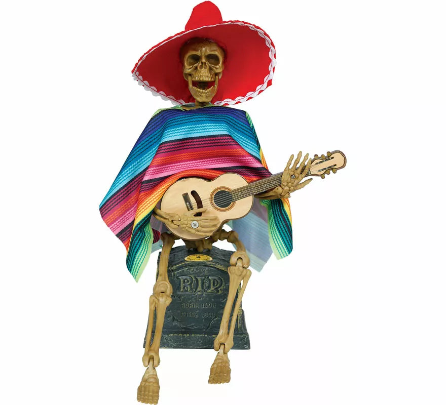 Esqueleto Mexicano con Luz, Sonido y Movimiento de 32x10 cm