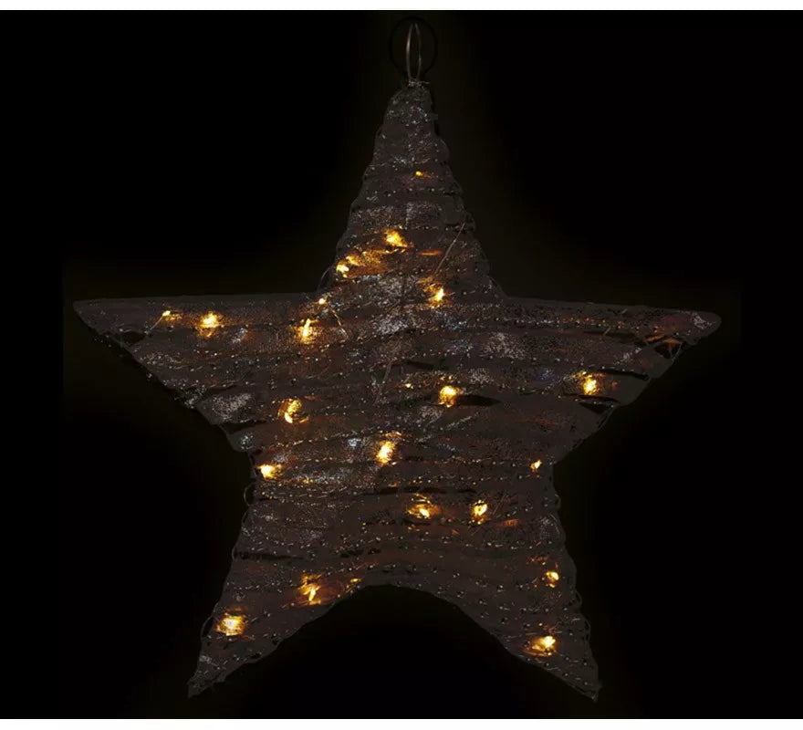 Estrella de 20 Led de Tela a Pilas de 30 cm