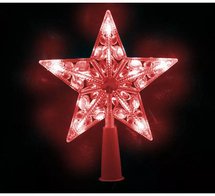 Estrella de Árbol de Remate de 10 Led Rojo con Pilas