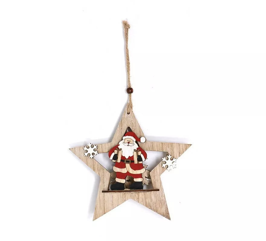 Translation missing: en.Estrella de Papá Noel Madera 18 cm