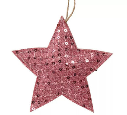 Estrella Rosa Colgante de 12 cms