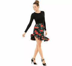 Asymmetric Dance Skirt with Print for Women
