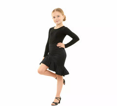 Black Asymmetrical Dance Skirt for girl