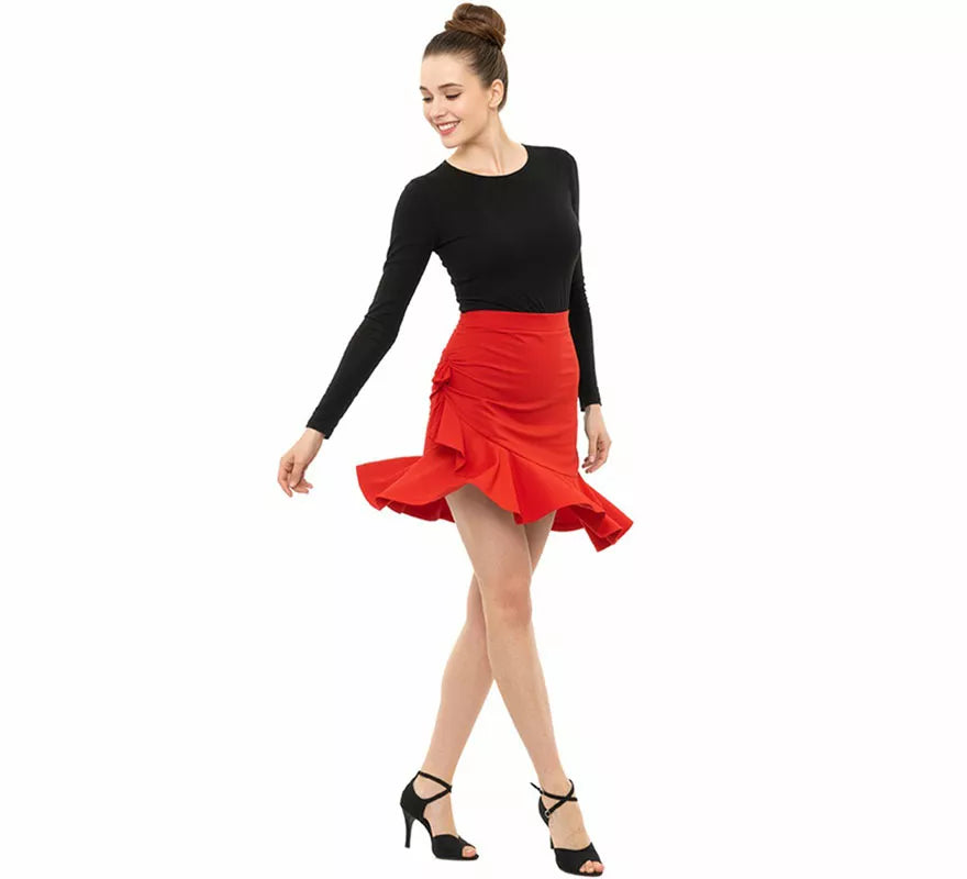 Translation missing: en.Falda Baile Asimétrica roja para mujer