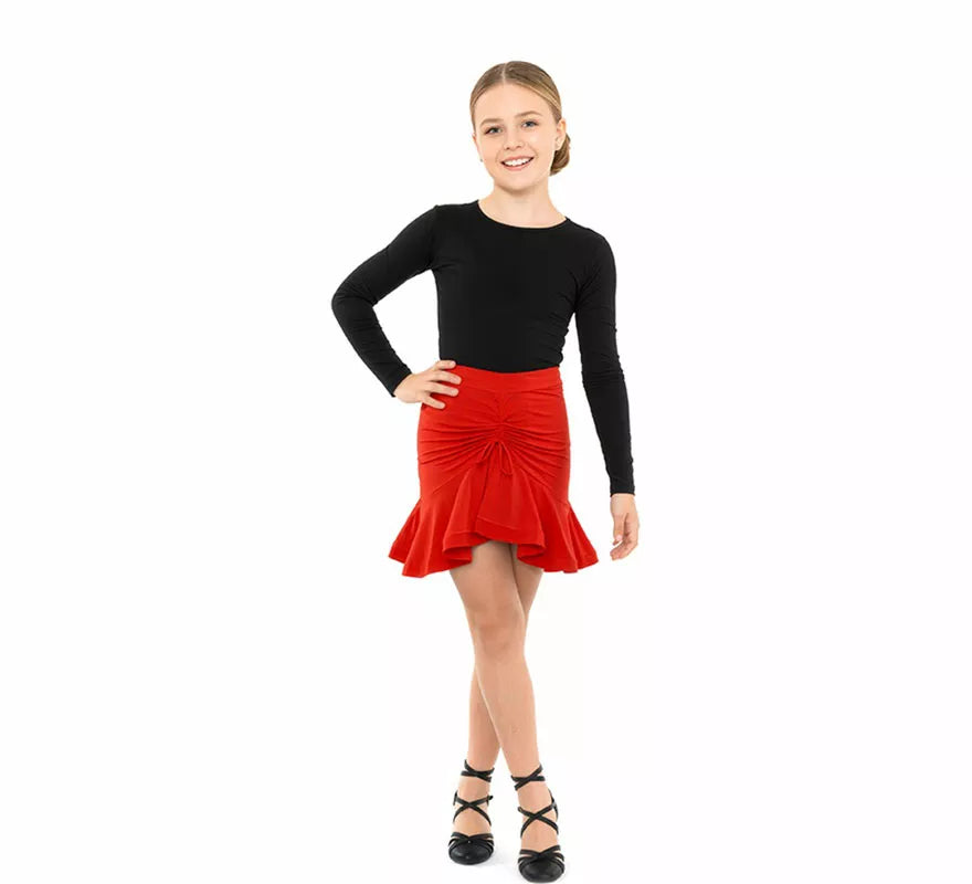 Falda Baile Asimétrica roja para niña