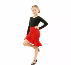 Red Asymmetric Dance Skirt for girl