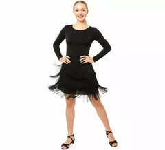 Black Charleston skirt with fringes for women