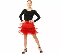 Red Charleston skirt with fringes for women