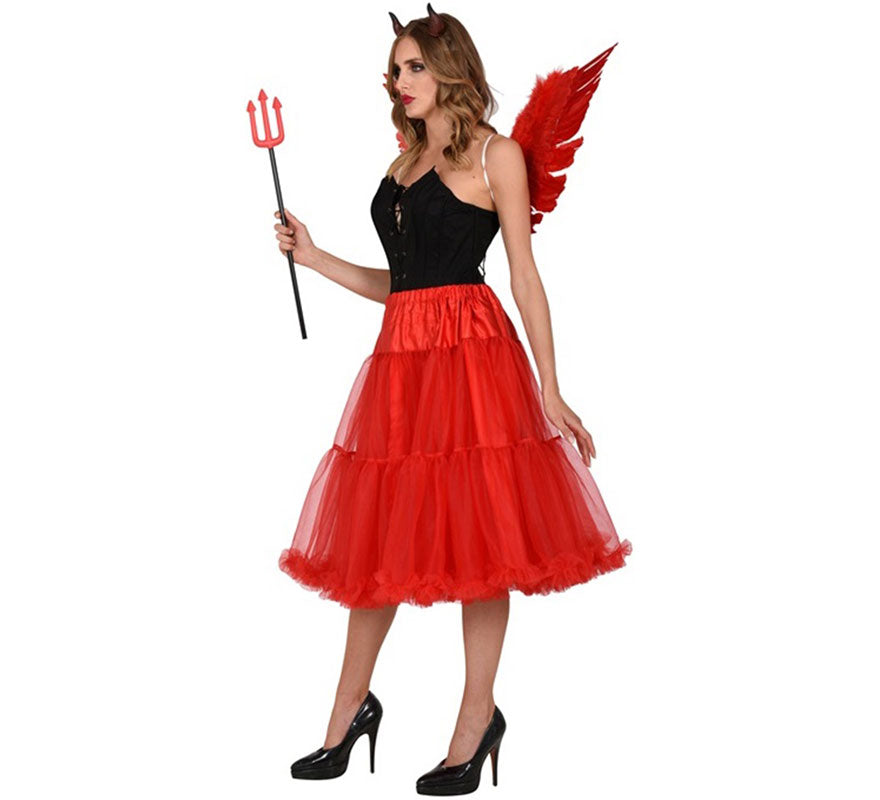 Translation missing: en.Falda de Tul Años 70 roja de 65 cm para mujer