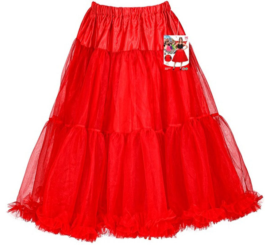 Translation missing: en.Falda de Tul Años 70 roja de 65 cm para mujer