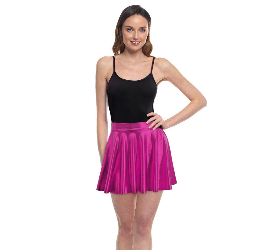 Falda de Vuelo fucsia metal para mujer