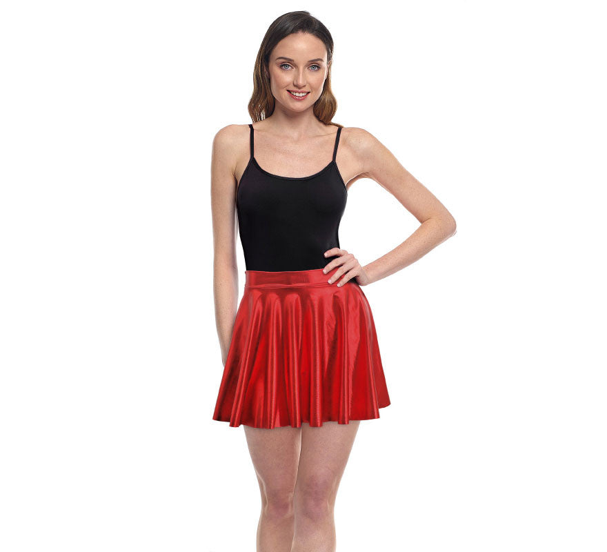 Falda de Vuelo rojo metal para mujer
