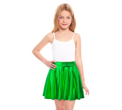 Saia voadora verde metalizada para menina