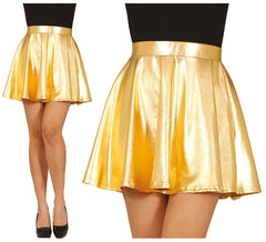 Gold pin up skirt with shiny effect for women