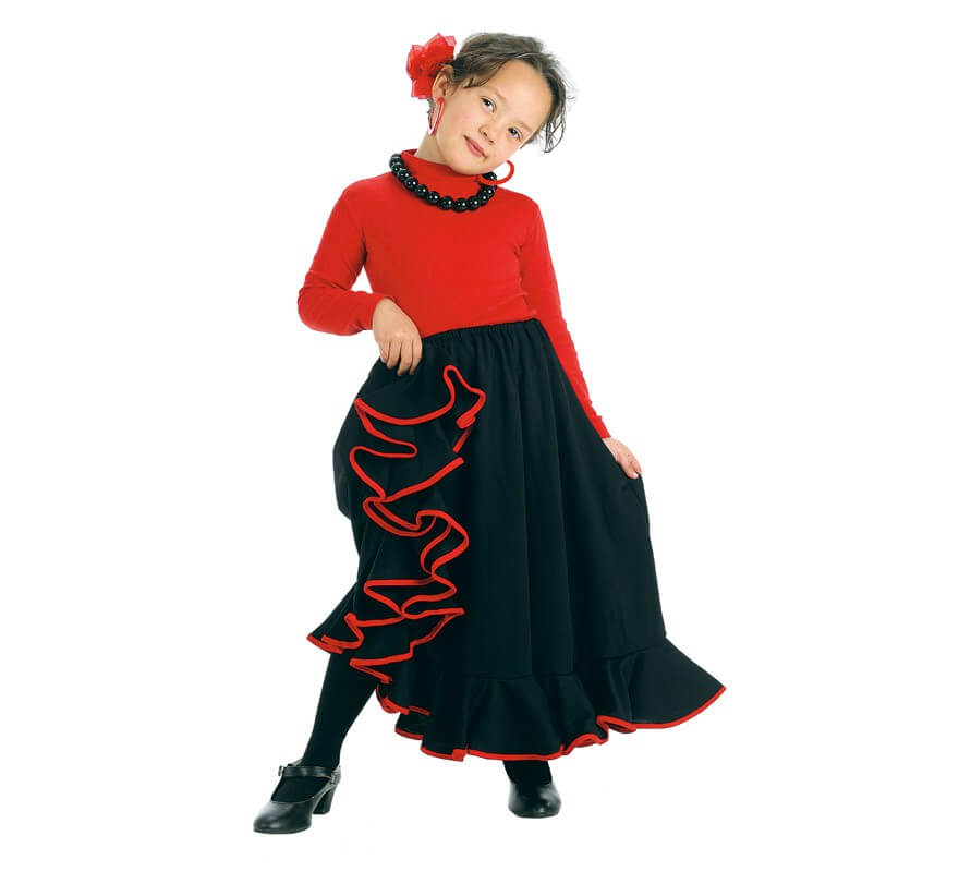 Translation missing: en.Falda Flamenca o Rociera negra para niña