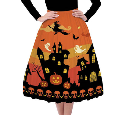 Falda Halloween Naranja Acampanada