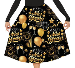 Happy New Year black and gold skirt for women