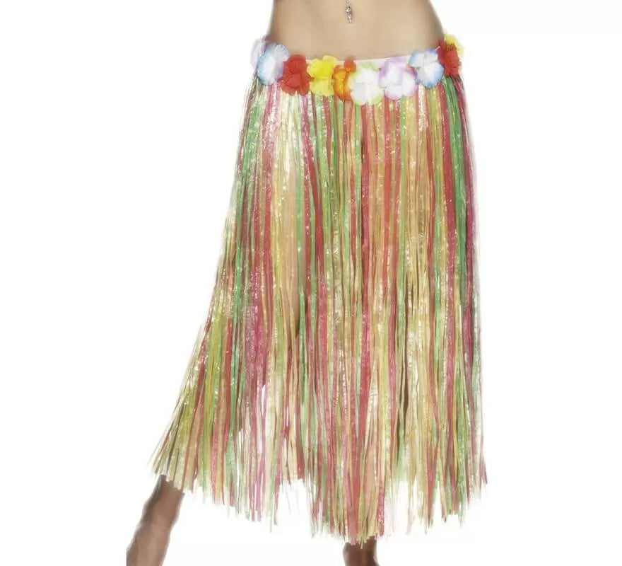 Translation missing: en.Falda Hawaiana Larga multicolor con flores 79cm