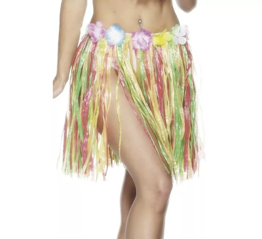 Translation missing: en.Falda Hawaiana multicolor con flores 46cm