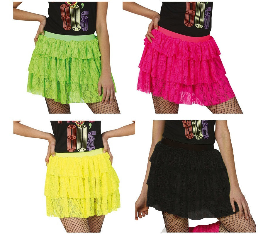 Falda de encaje en varios colores de los años 80